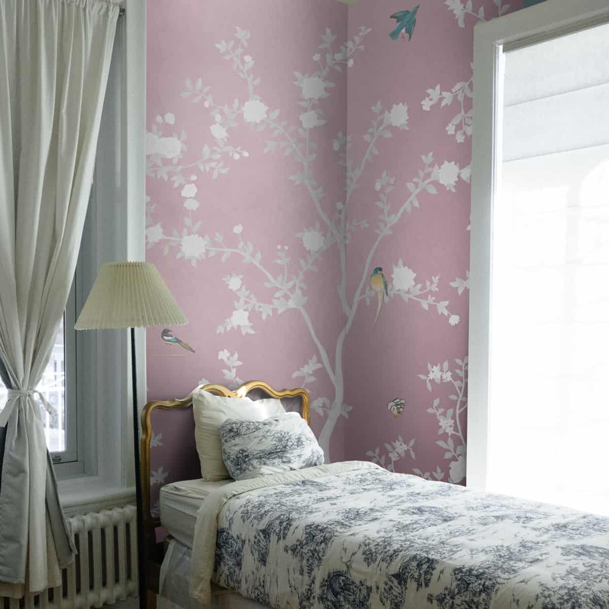 Pink Chinoiserie Wallpaper, Aura in the Garden Pink by Life n Colors
