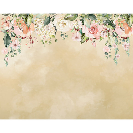 Hanging Floral Watercolor Style Wallpaper Customised Yellow
