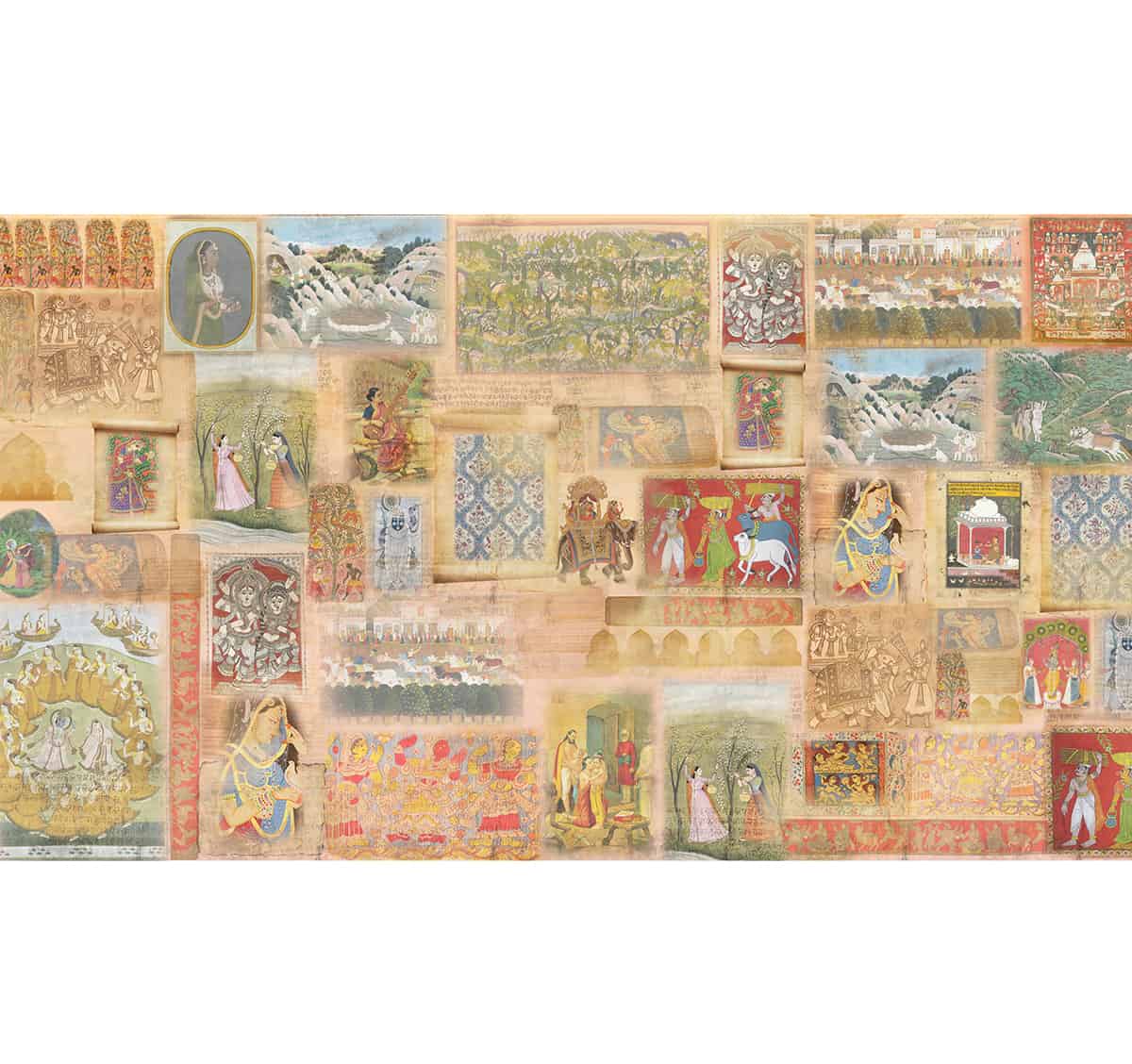 Hindustan, Indian Folk Art Inspired Montage Wallpaper, Customised