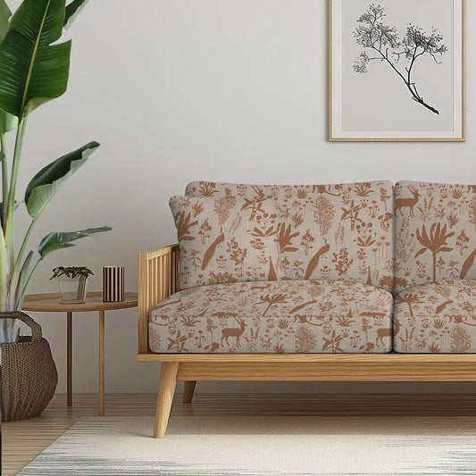 Flora n Fauna Sofa and Chairs Upholstery Fabric Rust Color