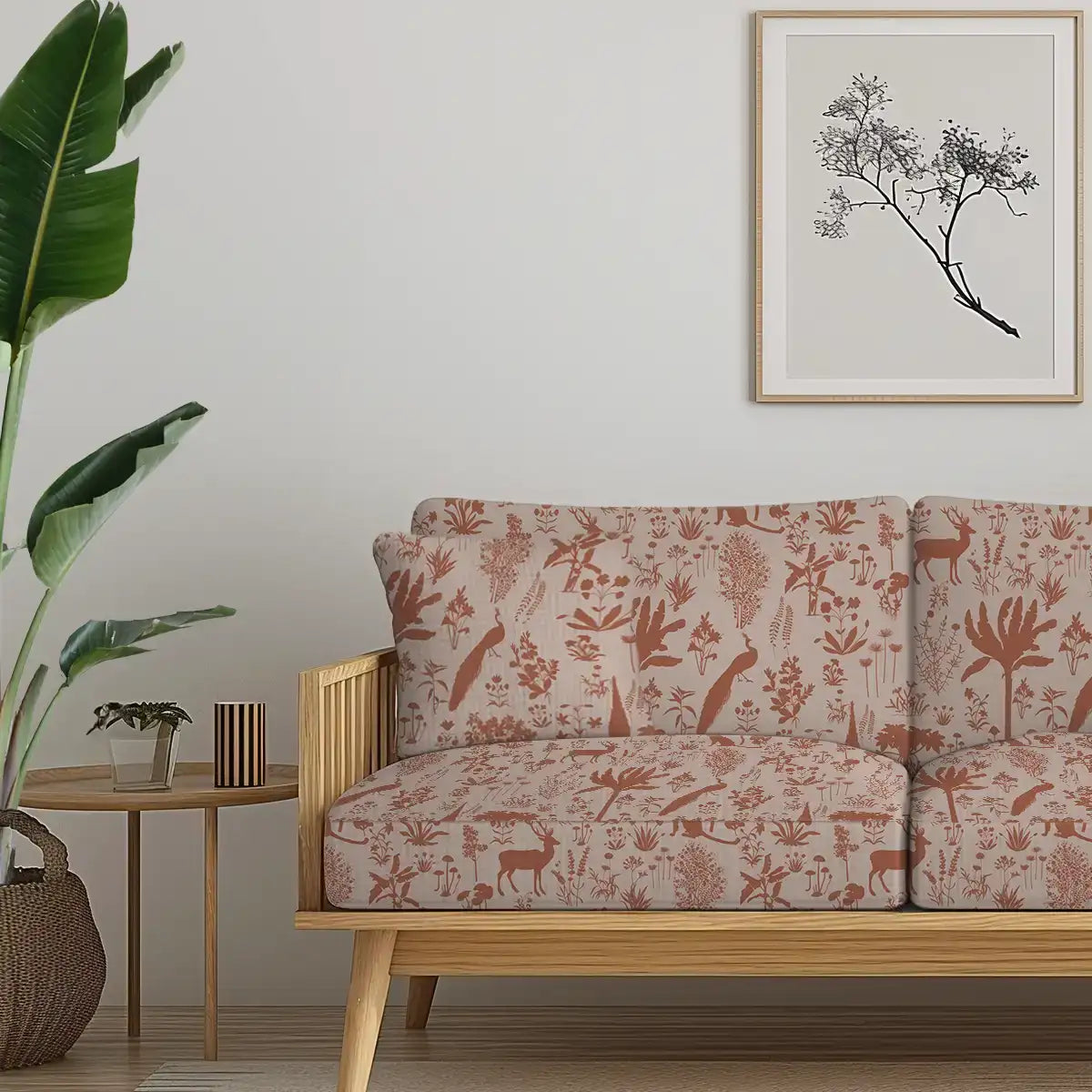 Flora n Fauna Sofa and Chairs Upholstery Fabric Rust Color