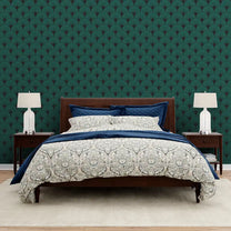 Geo Design Wallpaper Roll in Emerald Color For Rooms