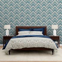 Diagonal Design Wallpaper Roll in Teal Color For Rooms