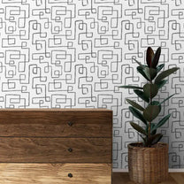 Gridlock Design Wallpaper Roll in Charcoal Color