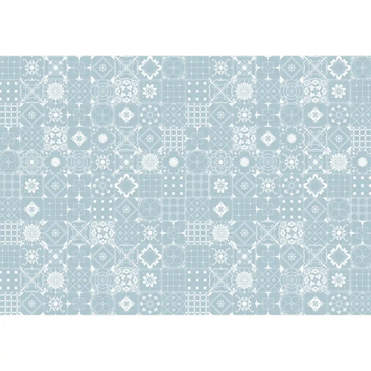 Moroccan Beauty, Light Blue & White Tiles Wallpaper