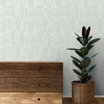 Symmetry Design Wallpaper Roll in Feather Green Color For Rooms