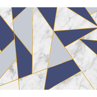 Golden Stripes Marble Wallpaper, Blue | Life n Colors