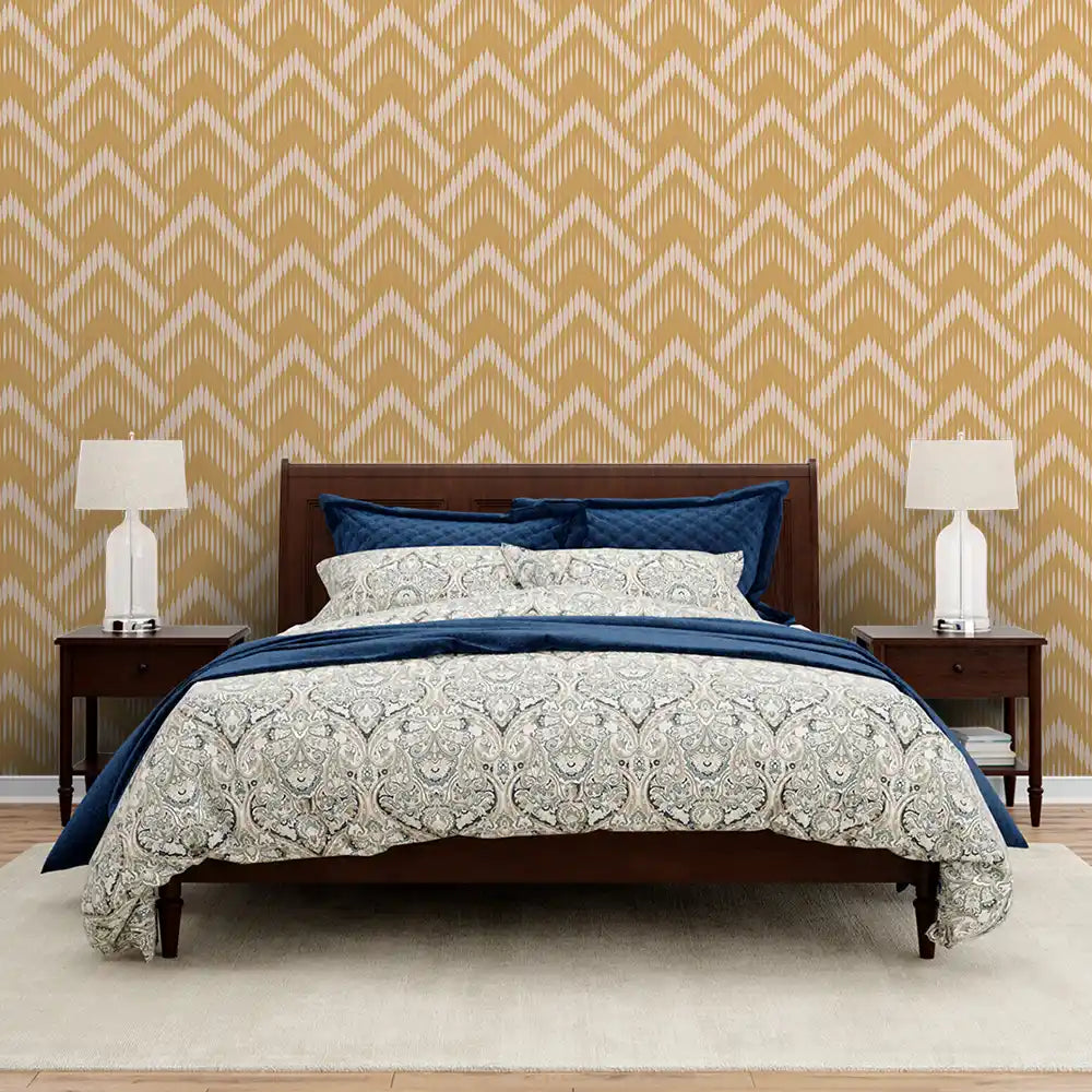 Diagonal Design Wallpaper Roll in Cream Color For Rooms