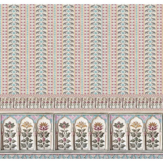 Jaipuriya Fort Inspired Wallpaper for Rooms pink and blue Buy Now 
