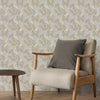 Goldene Blätter-Design-Tapetenrolle in grauer Farbe