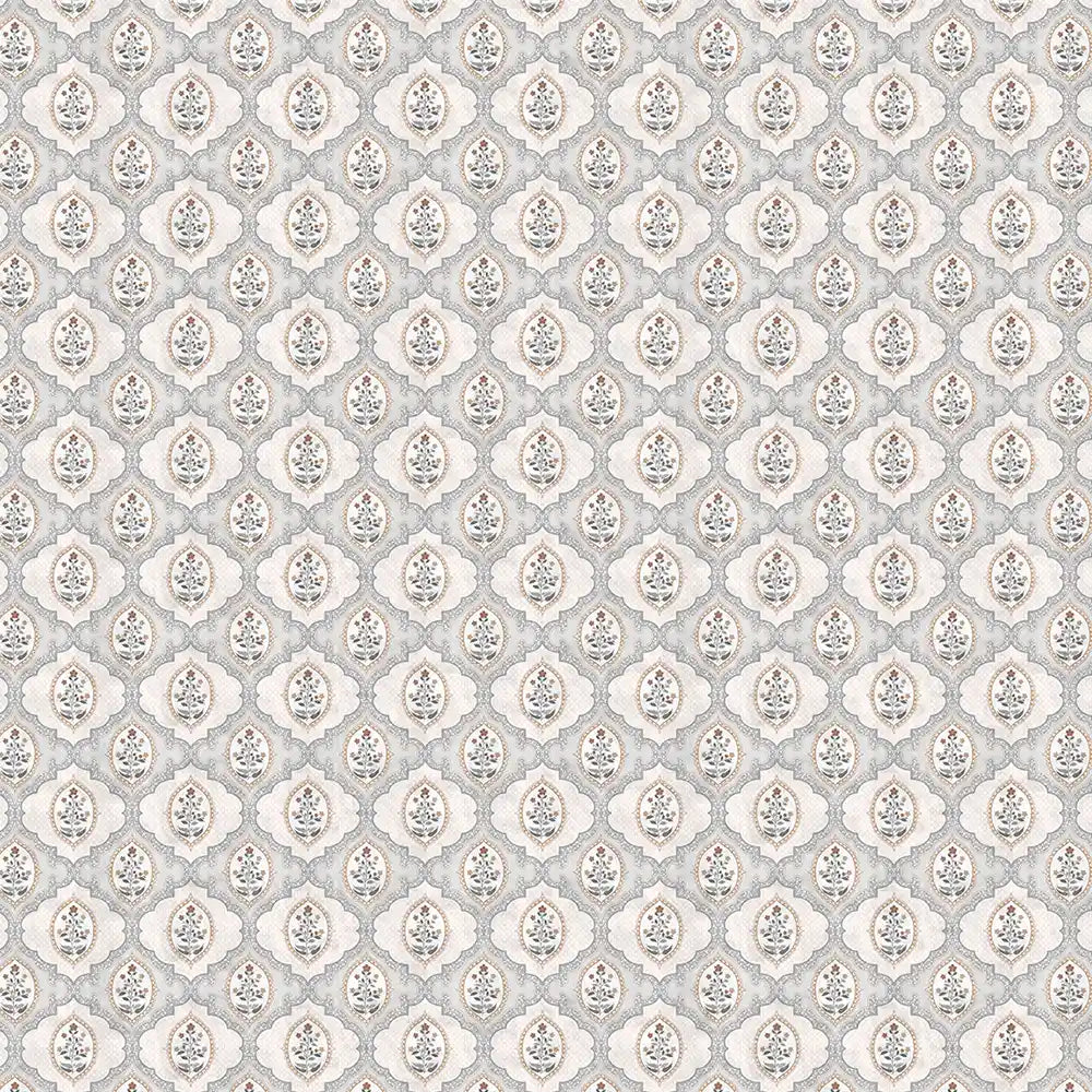 Gulshan Indian Design Wallpaper Roll in Grey Color Byu Online
