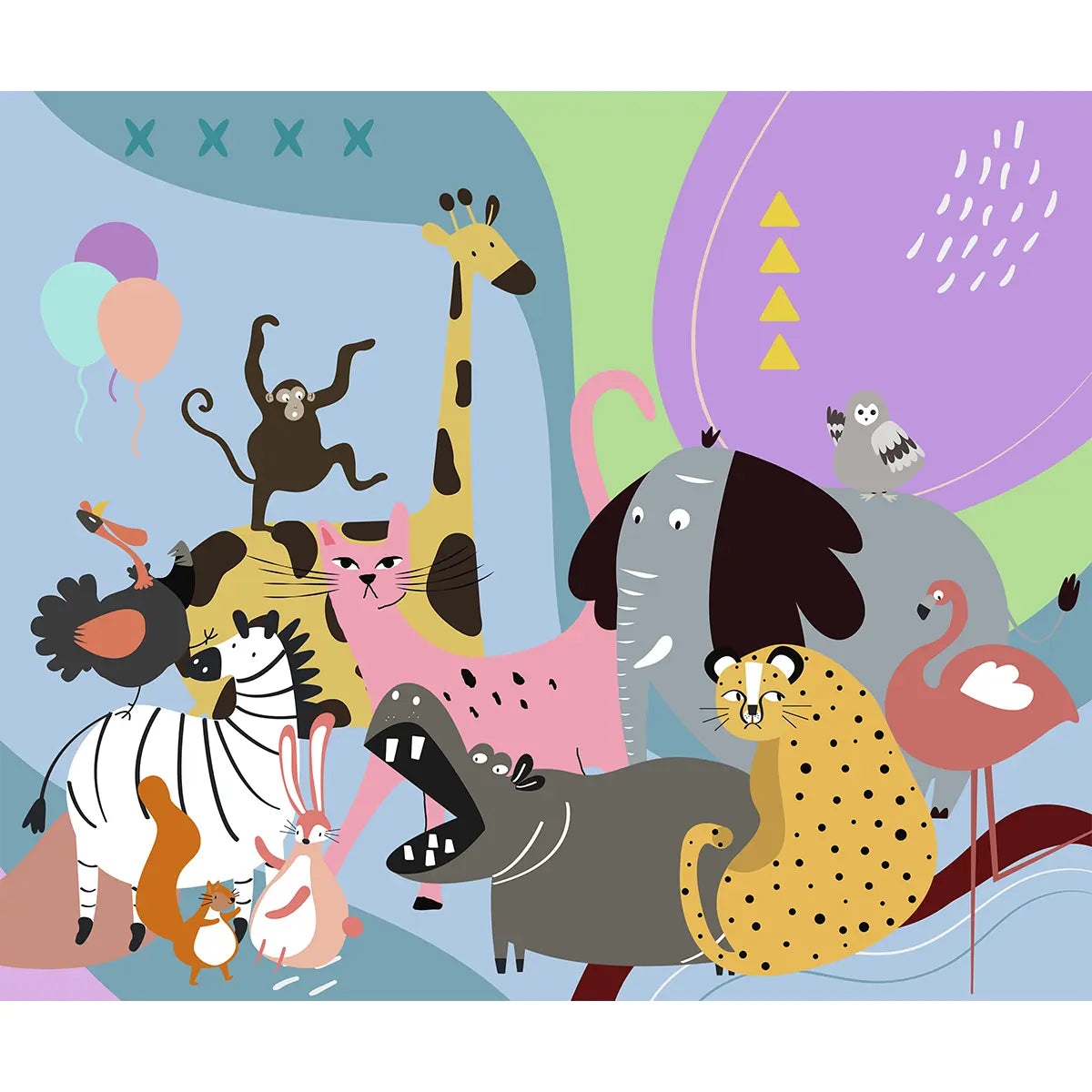 Buy Cute Pastel Animals Club Kids Wallpaper