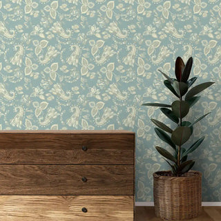 Cameo Design Wallpaper Roll in Teal Color Buy Online