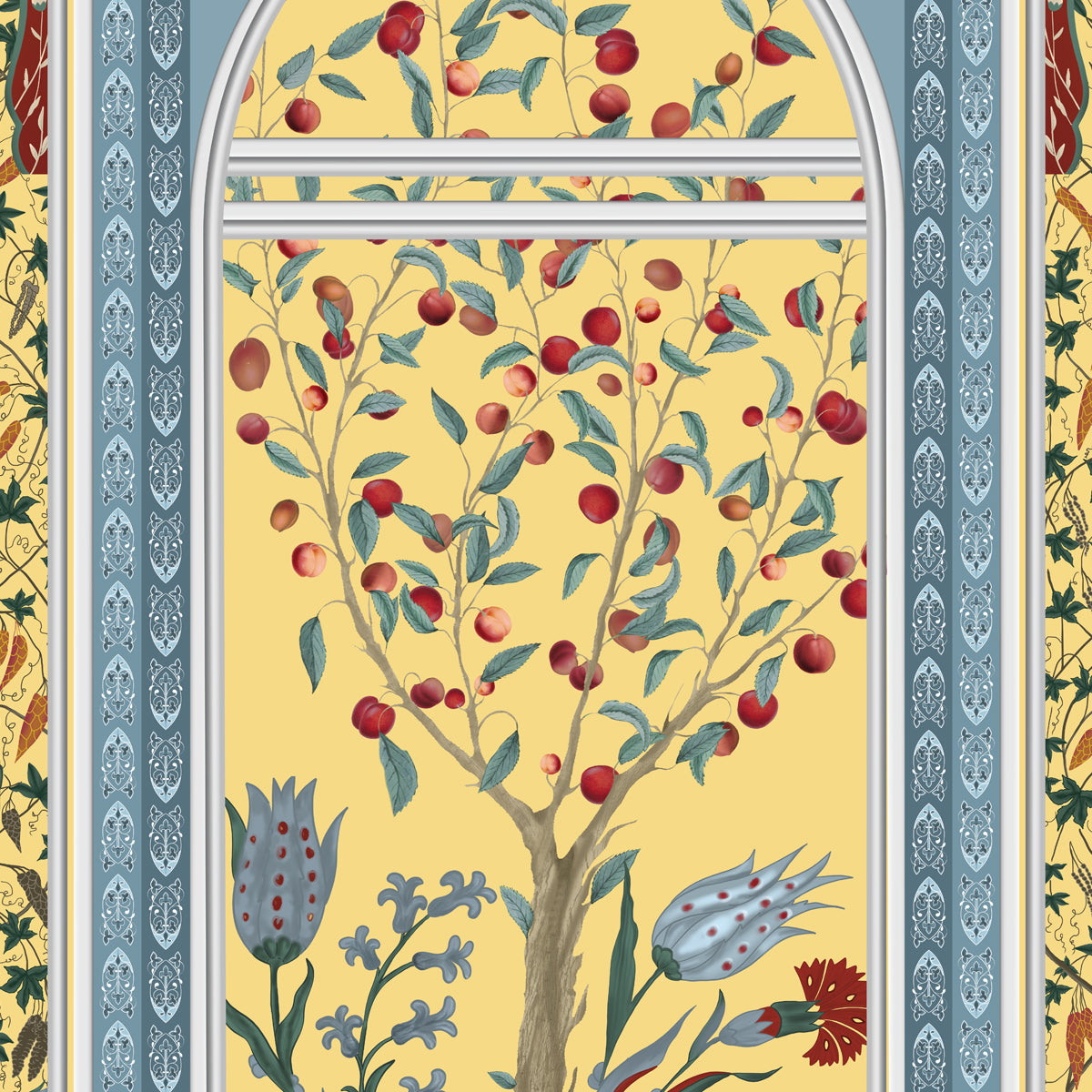 Shalimar Mughal Inspired Colorful Yellow Wallpaper