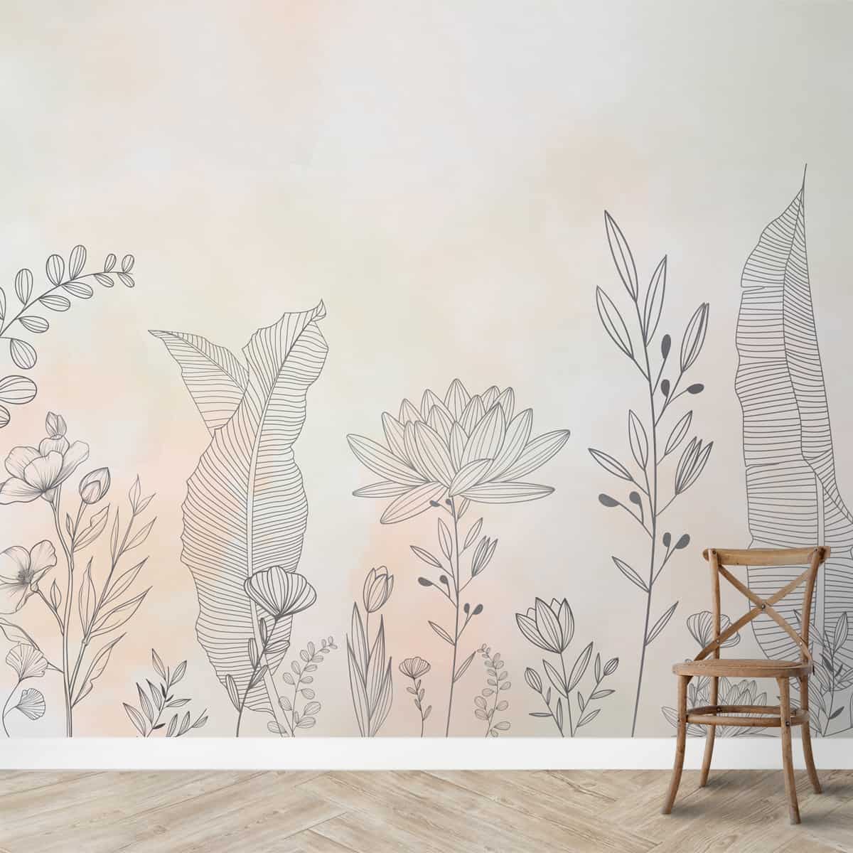 Buy Floral Bedroom Wallpaper | Blush & Bloom Line art byLife n Colors