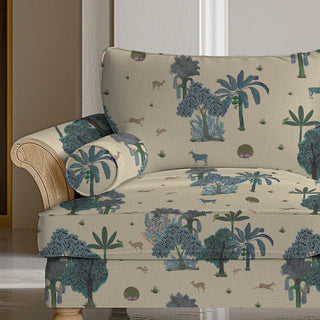 Taal Sofa and Chairs Upholstery Fabric Cream & Blue