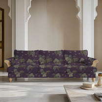 Taal Sofa and Chairs Upholstery Fabric Purple & Green Indian Jungle design