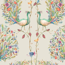 Buy Barkha Indian Peacock Design Wallpaper Roll in Cream Color