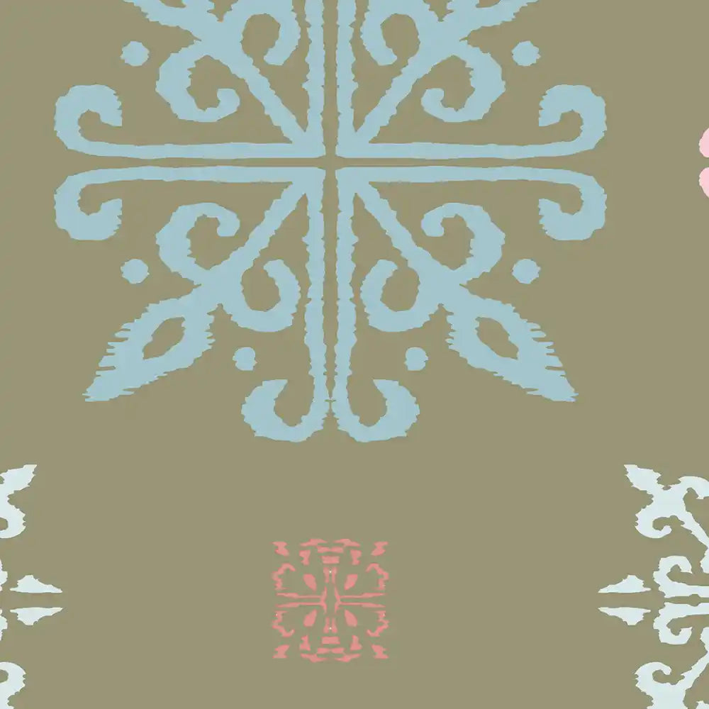 Rangoli Design Wallpaper Roll in Sage green Color for Rooms