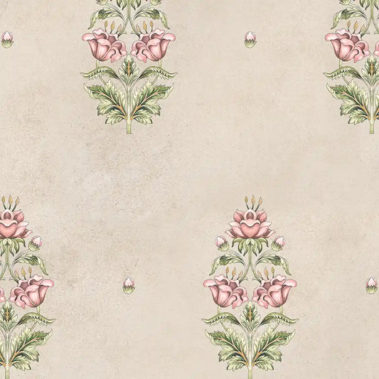 Bahara Indian Design Wallpaper Roll in Beige Color Buy Online