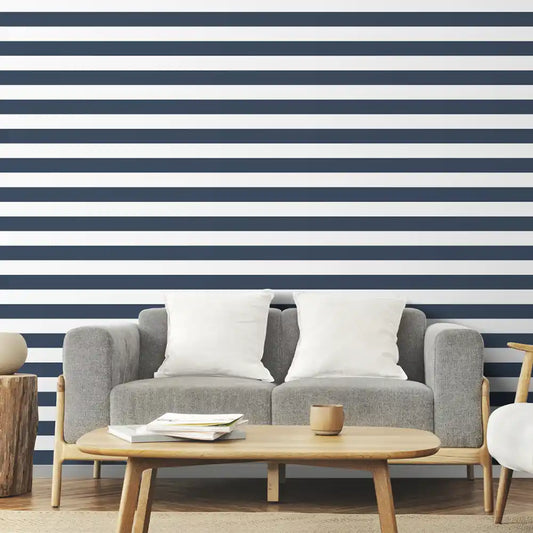 Shop Harmonie Stripe Design Wallpaper Roll in  Blue and White Color