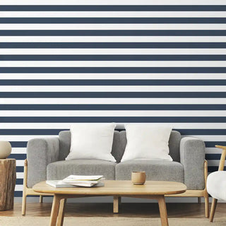 Shop Harmonie Stripe Design Wallpaper Roll in Blue and White Color
