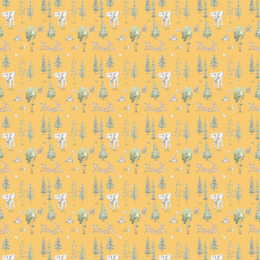 Tales of the Jungle, Repeat Wallpaper Design for Kids, Yellow
