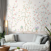 Chinoiserie Tranquility, Wallpaper in Light Background, Customised