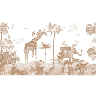 Cute Animal Safari Wallpaper for Kids sepia