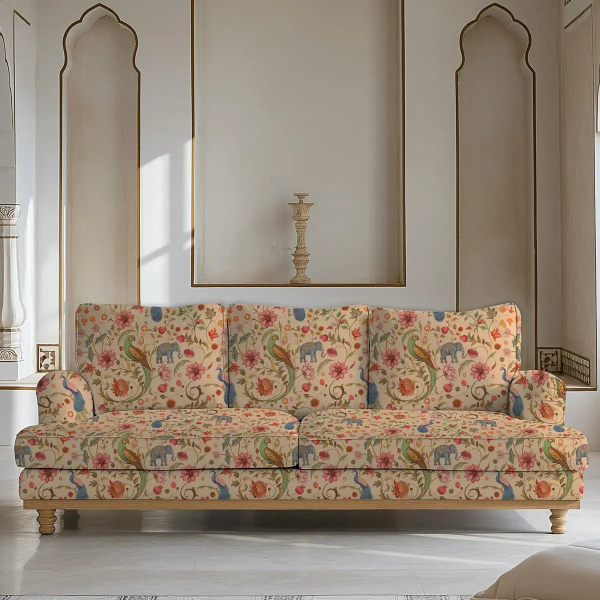 Sanjhi Indian Sofa and Chairs Upholstery Fabric Cream shop now