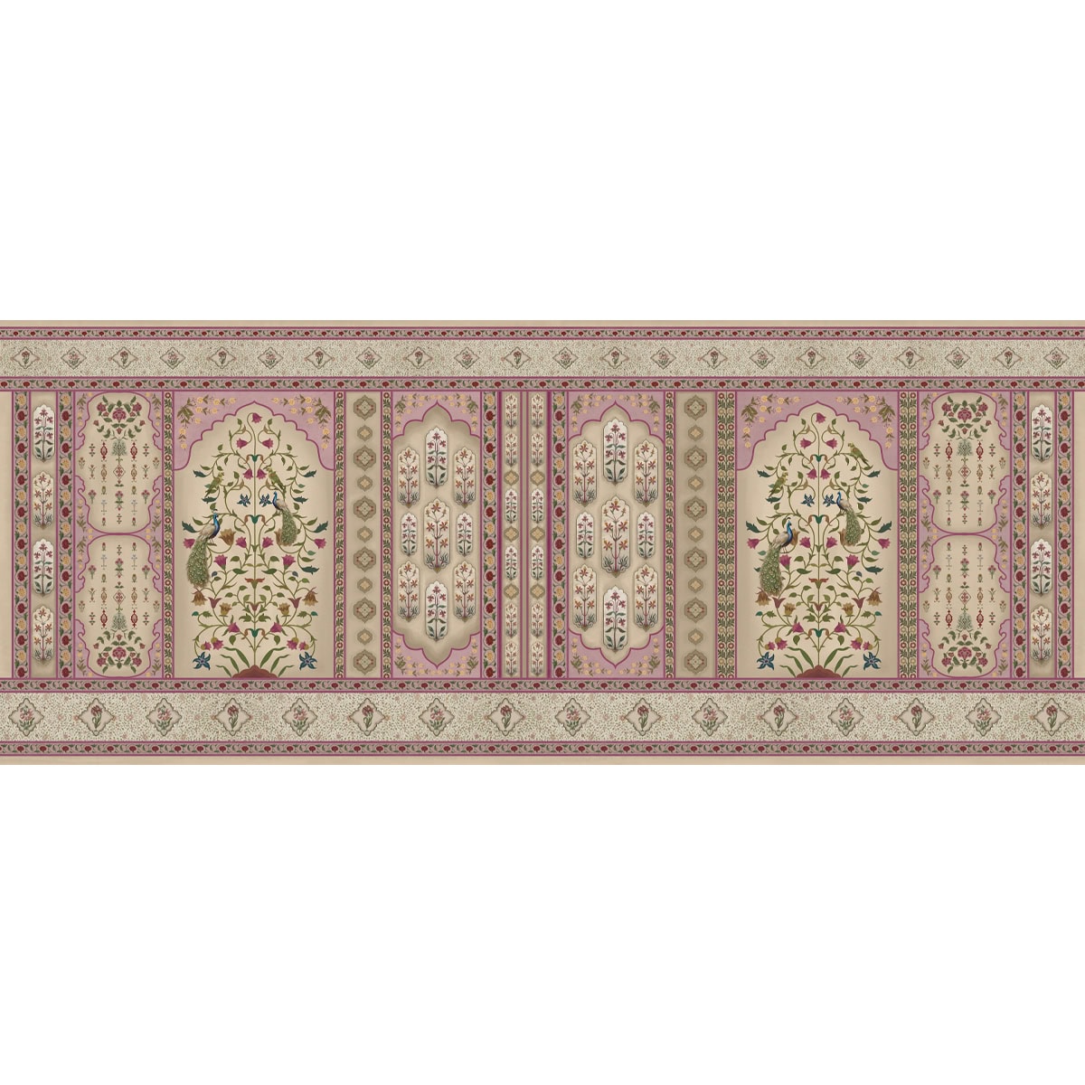 Madhuban Indian Floral Jharoka Wallpaper in Suneherii Collection Pink Buy Now