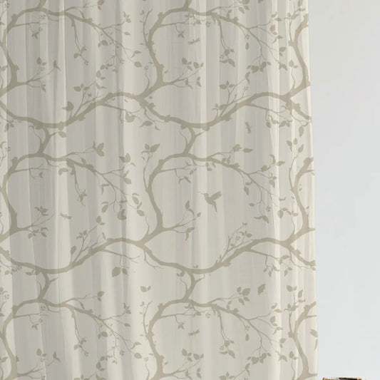 Echo Chinoiserie Style Cutrain Fabric Beige