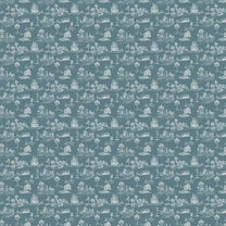 Buy Toile Design Wallpaper Roll in Greyish Blue Color