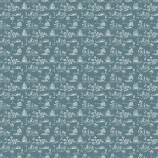 Buy Toile Design Wallpaper Roll in Greyish Blue Color