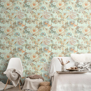 Prasoon, Colorful Floral Pattern Wallpaper, Green