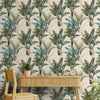 Dense Tropical Leaves Pattern, Wallpaper for Walls, Cream