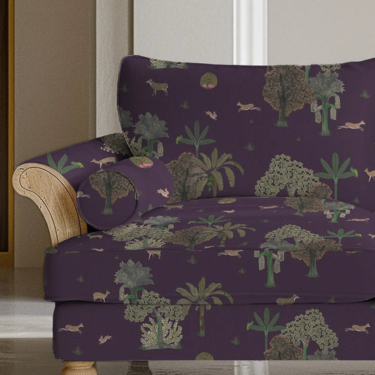 Taal Sofa and Chairs Upholstery Fabric Purple & Green