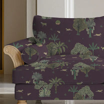 Taal Sofa and Chairs Upholstery Fabric Purple & Green Tropical, Peacock, Dear By Lifencolors