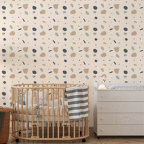 Abstract Playful Patterns, Kids Wallpaper for Rooms, Cream