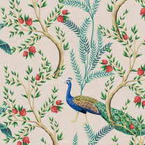 Peacock and Flowers Repeat Design, Wallpaper for Homes
