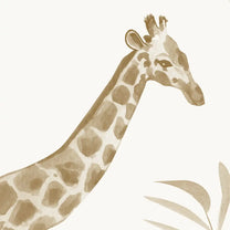 Jungle Theme Kids Room Wallpaper, Giraffe, Elephant, Lioness,Cub, Zebra, Customised Sepia Color