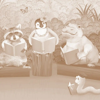 Jungle Class Room with Animals Wallpaper, Customised Sepia
