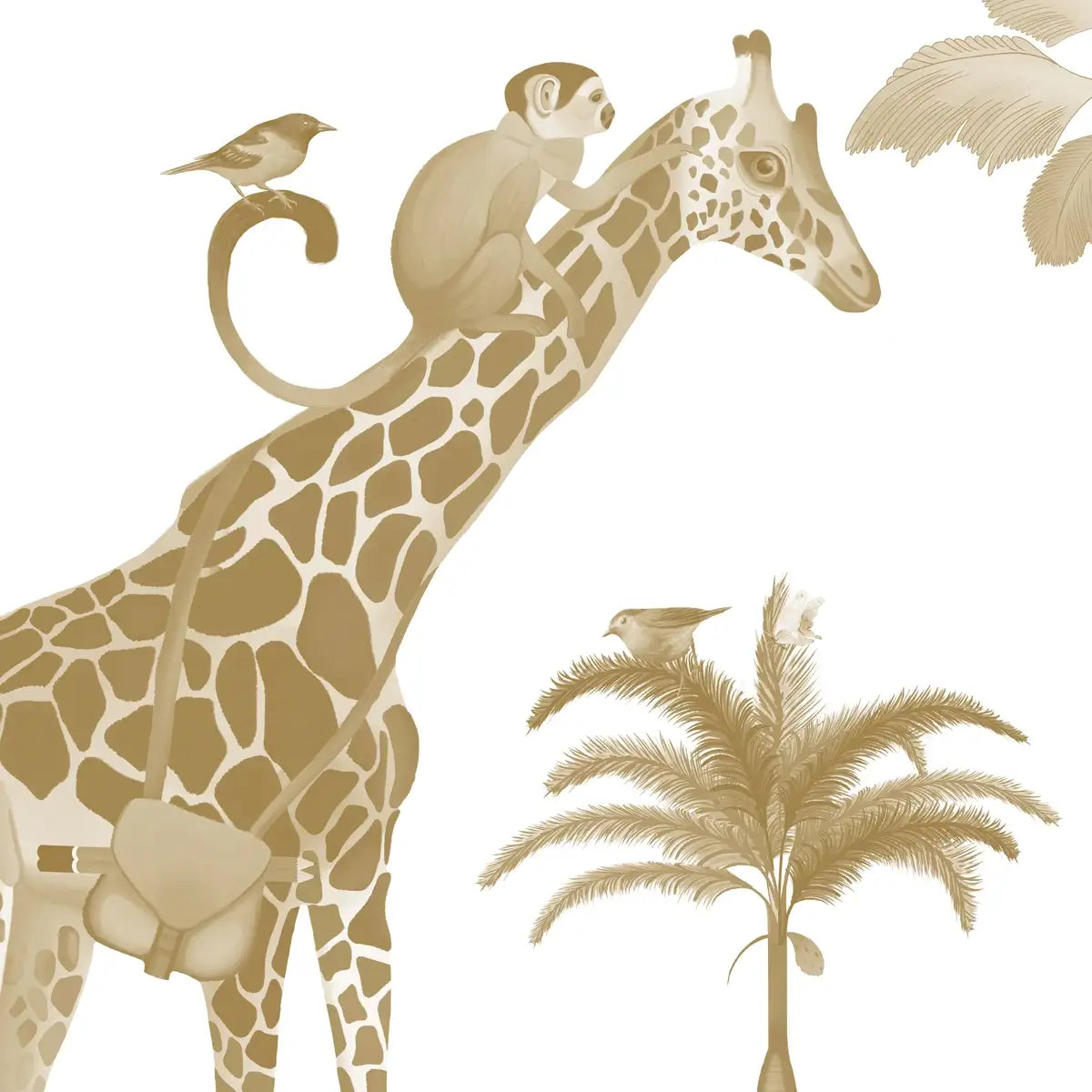 Cute Animal Safari Wallpaper for Kids sepia Buy Now 
