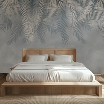 Hanging Tropical Leaves Wallpaper Design Blue Shop Now 