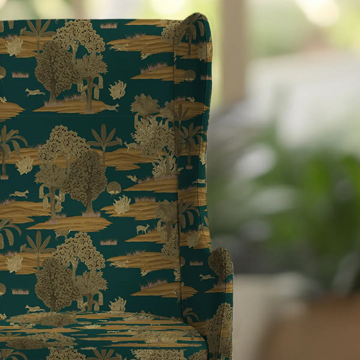Ranthambore Tropical Sofa and Chairs Upholstery Fabric in Green Color