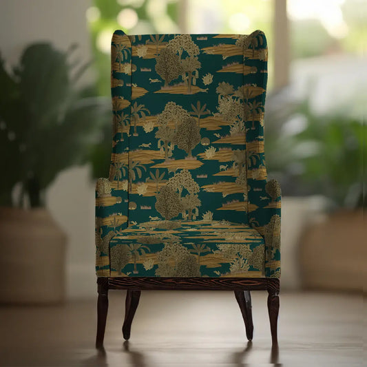 Ranthambore Tropical Sofa and Chairs Upholstery Fabric in Green Color Buy Now 