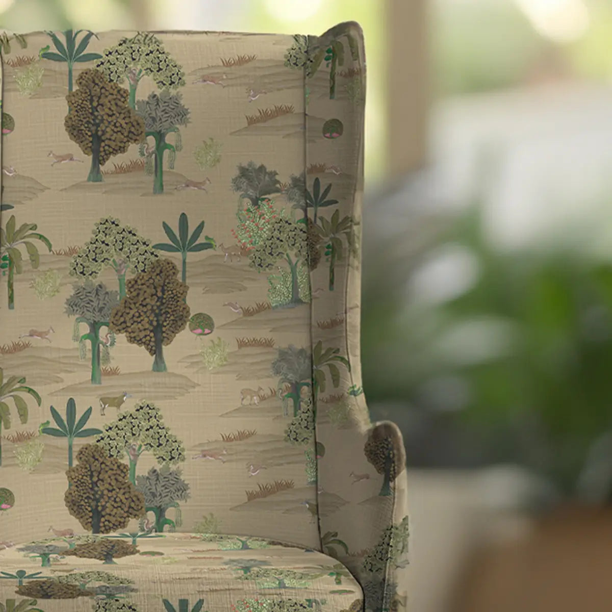 Ranthambore Tropical Sofa and Chairs Upholstery Fabric in Beige Color