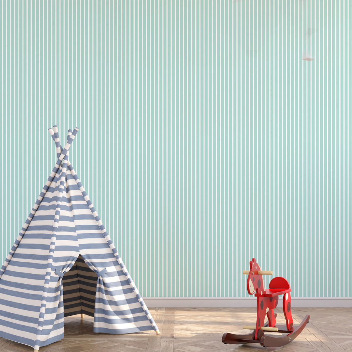 Seamless Pastel Striped Wallpaper for Walls, Sea Green