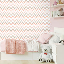 Chevron Pattern Wallpaper for Kids Room, Pink