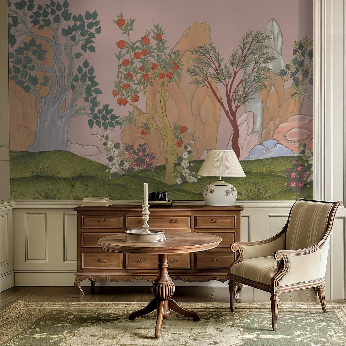 Verdant Valley Wallpaper Designed for Rooms, Dusky Pink